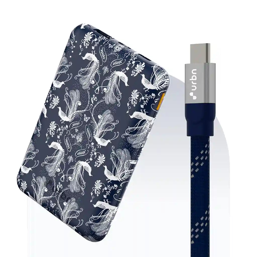 20,000 mAh Nano (Payal Singhal - Blue- UPR208_PSB) + Type C to Type C cable (Payal Singhal - Blue - UPC264_PSB)